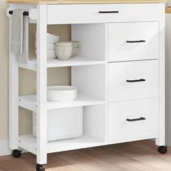 vidaXL Keukentrolley MONZA 84x40x88,5 cm massief grenenhout