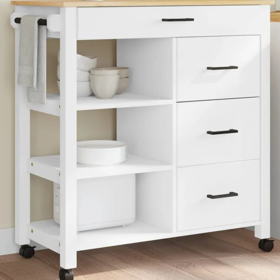 vidaXL Keukentrolley MONZA 84x40x88,5 cm massief grenenhout