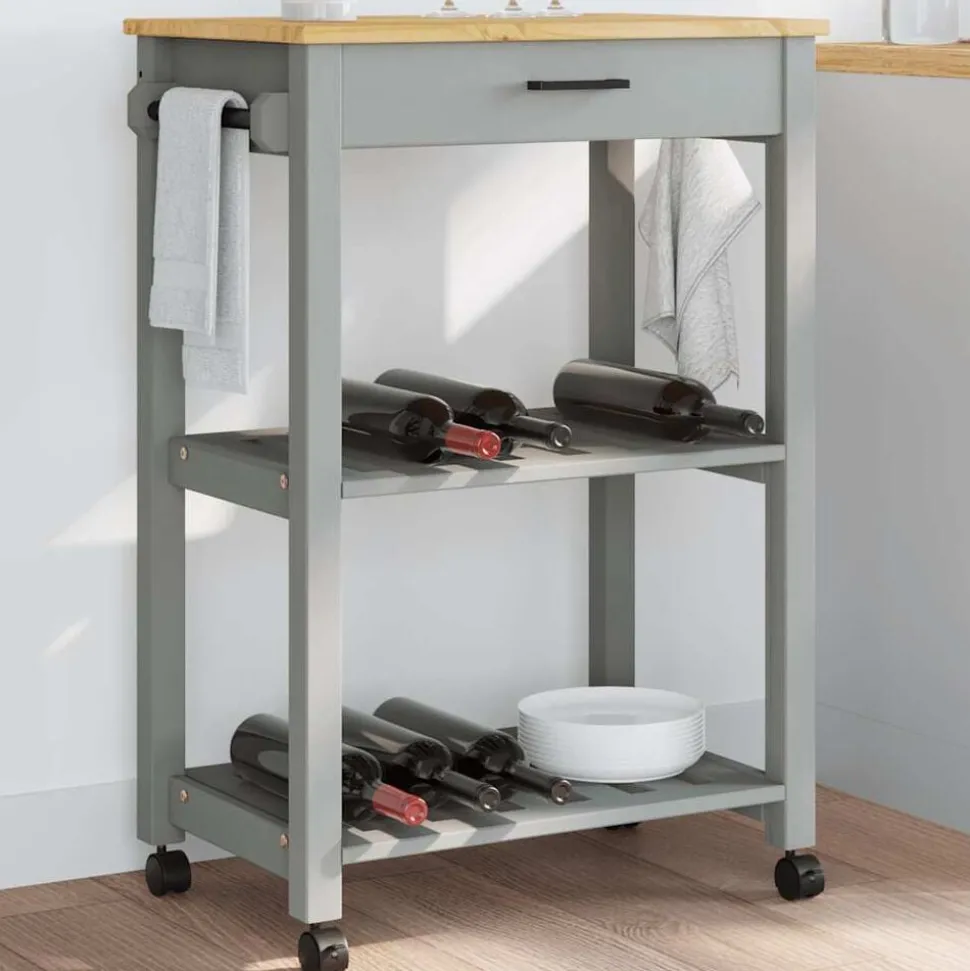 vidaXL Keukentrolley MONZA 60x40x88,5 cm massief grenenhout