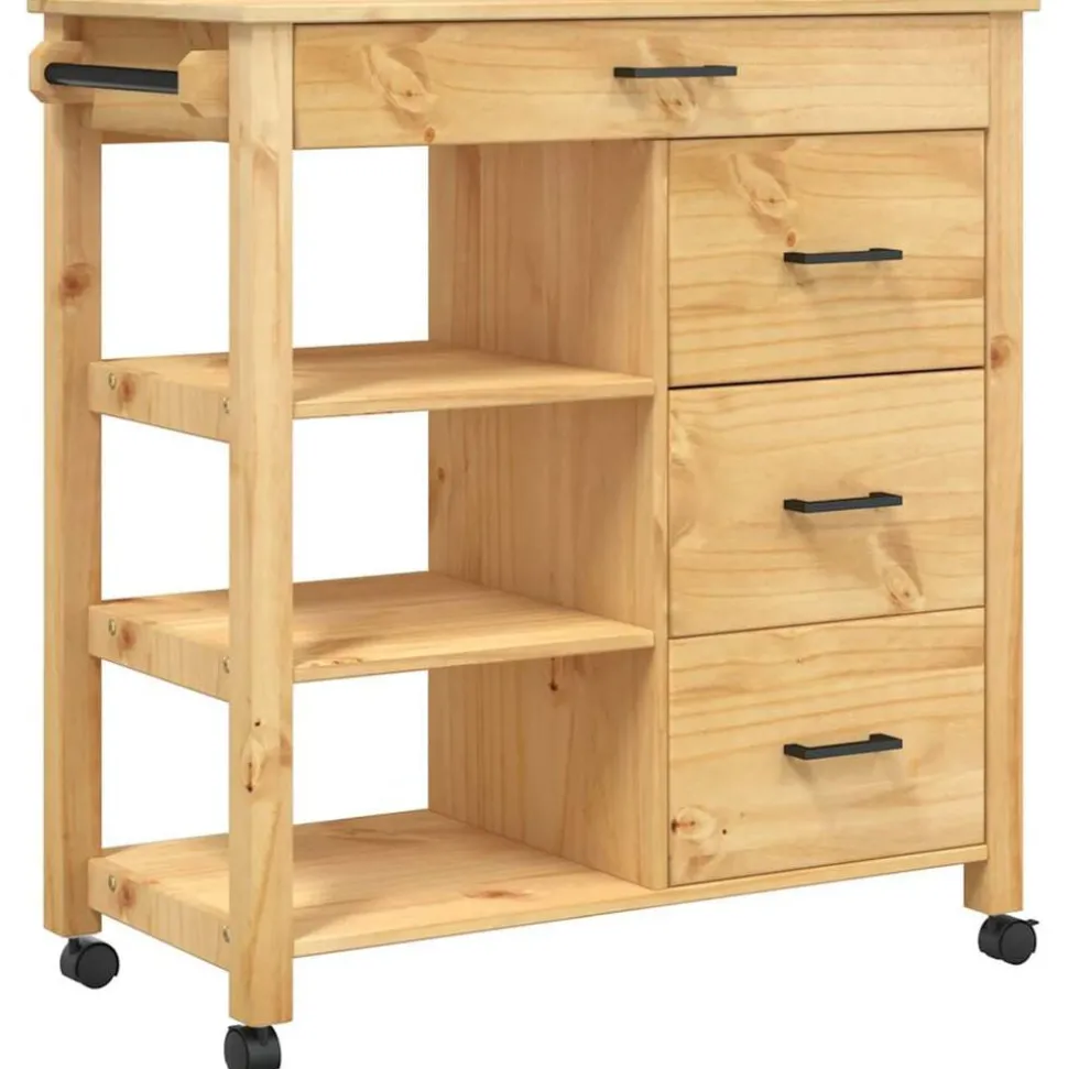 vidaXL Keukentrolley MONZA 84x40x88,5 cm massief grenenhout