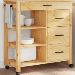 vidaXL Keukentrolley MONZA 84x40x88,5 cm massief grenenhout