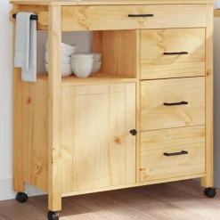 vidaXL Keukentrolley MONZA 84x40x88,5 cm massief grenenhout