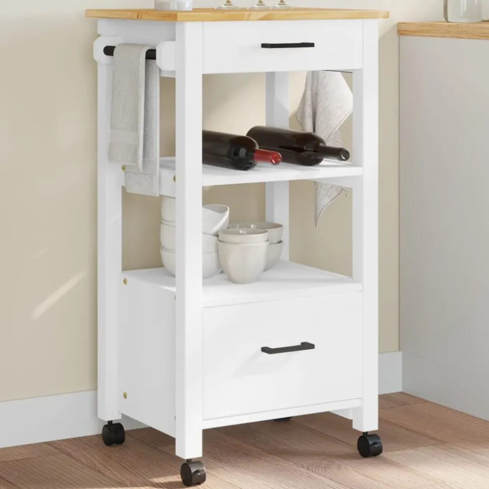 vidaXL Keukentrolley MONZA 48x40x88,5 cm massief grenenhout