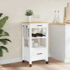 vidaXL Keukentrolley MONZA 48x40x88,5 cm massief grenenhout
