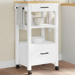 vidaXL Keukentrolley MONZA 48x40x88,5 cm massief grenenhout
