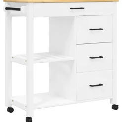 vidaXL Keukentrolley MONZA 84x40x88,5 cm massief grenenhout