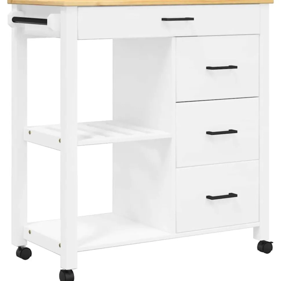 vidaXL Keukentrolley MONZA 84x40x88,5 cm massief grenenhout