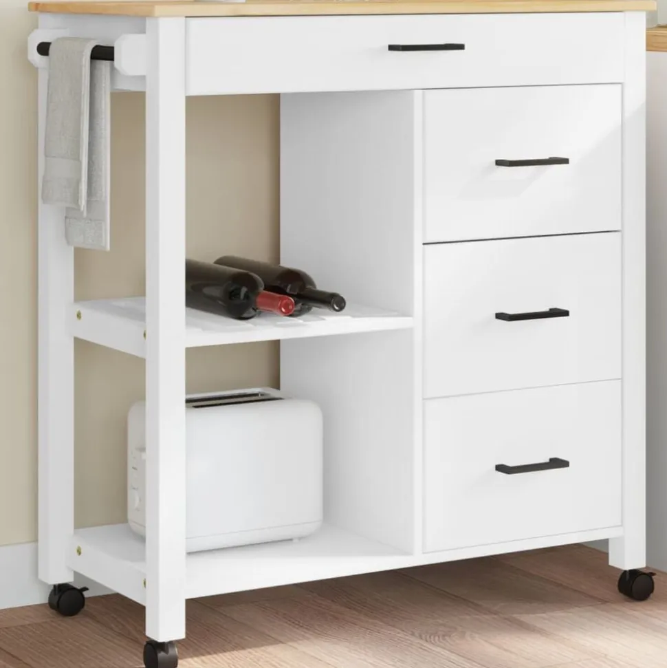 vidaXL Keukentrolley MONZA 84x40x88,5 cm massief grenenhout