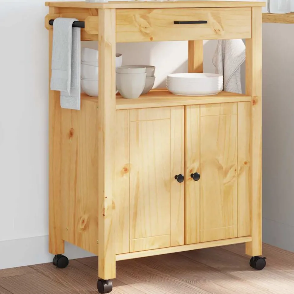 vidaXL Keukentrolley MONZA 60x40x88,5 cm massief grenenhout