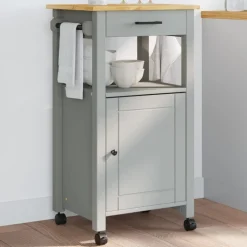 vidaXL Keukentrolley MONZA 48x40x88,5 cm massief grenenhout