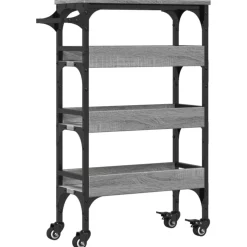 vidaXL Keukentrolley 53x20x76 cm bewerkt hout grijs sonoma eiken