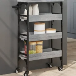 vidaXL Keukentrolley 53x20x76 cm bewerkt hout grijs sonoma eiken