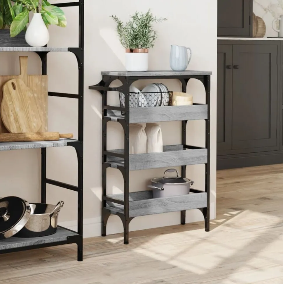 vidaXL Keukentrolley 53x20x76 cm bewerkt hout grijs sonoma eiken