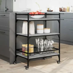 vidaXL Keukentrolley 65x40x86,5 cm bewerkt hout grijs sonoma eiken