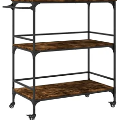 vidaXL Keukentrolley 100,5x50x105 cm bewerkt hout gerookt eikenkleurig