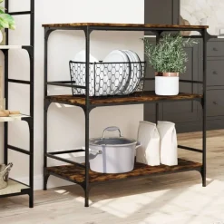 vidaXL Keukentrolley 100,5x50x105 cm bewerkt hout gerookt eikenkleurig