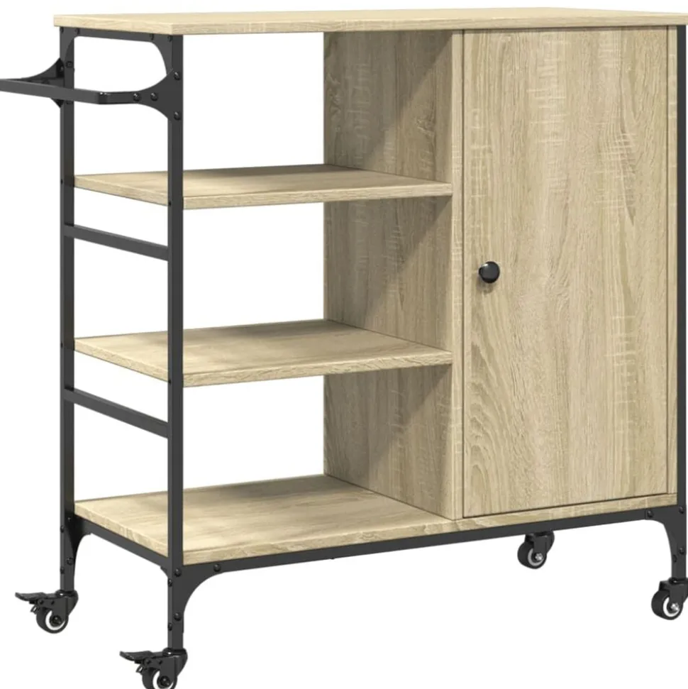 vidaXL Keukentrolley 87,5x38,5x84,5 cm bewerkt hout sonoma eikenkleur