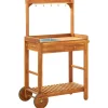 vidaXL Keukentrolley 92x43,5x141,5 cm massief acaciahout