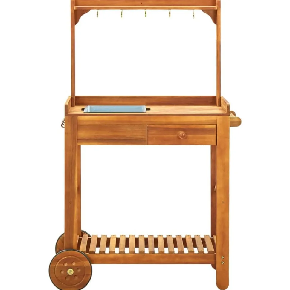vidaXL Keukentrolley 92x43,5x141,5 cm massief acaciahout