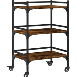 vidaXL Keukentrolley 50x35x75,5 cm bewerkt hout gerookt eikenkleurig