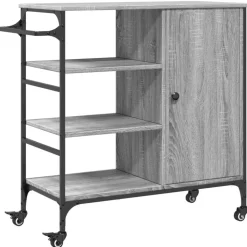vidaXL Keukentrolley 87,5x38,5x84,5 cm bewerkt hout grijs sonoma eiken