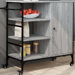 vidaXL Keukentrolley 87,5x38,5x84,5 cm bewerkt hout grijs sonoma eiken