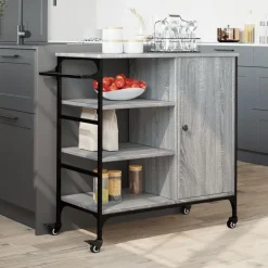 vidaXL Keukentrolley 87,5x38,5x84,5 cm bewerkt hout grijs sonoma eiken
