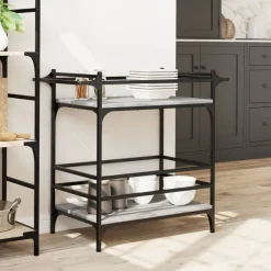 vidaXL Keukentrolley 82x40x78,5 cm bewerkt hout grijs sonoma eiken