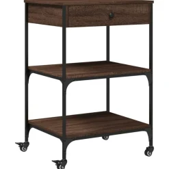 vidaXL Keukentrolley 60x48x89,5 cm bewerkt hout bruin eikenkleurig