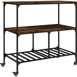 vidaXL Keukentrolley 100x50x95 cm bewerkt hout gerookt eikenkleurig