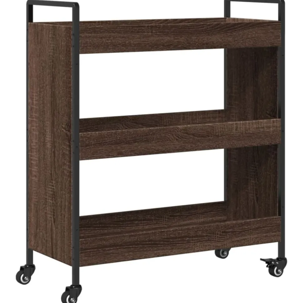 vidaXL Keukentrolley 70x30x82 cm bewerkt hout bruin eikenkleurig