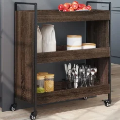 vidaXL Keukentrolley 70x30x82 cm bewerkt hout bruin eikenkleurig