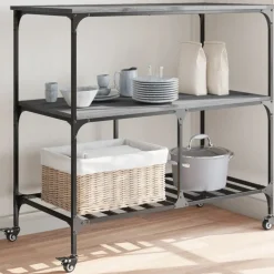 vidaXL Keukentrolley 100x50x95 cm bewerkt hout grijs sonoma eikenkleur