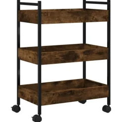 vidaXL Keukentrolley 50x30x70 cm bewerkt hout gerookt eikenkleurig