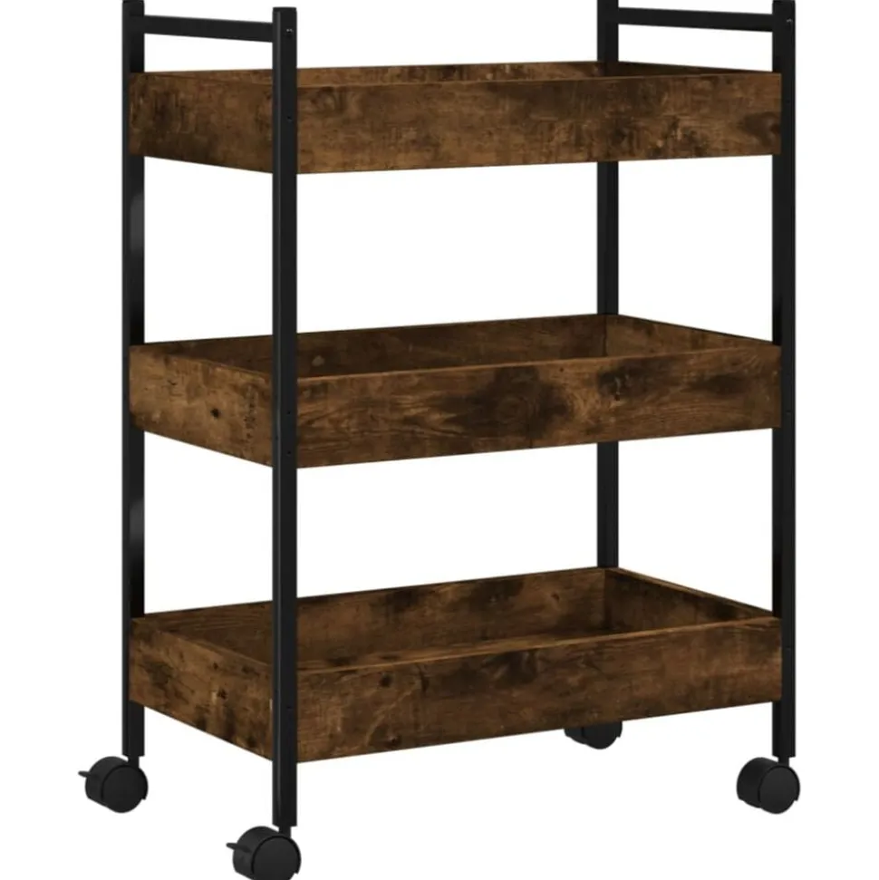 vidaXL Keukentrolley 50x30x70 cm bewerkt hout gerookt eikenkleurig