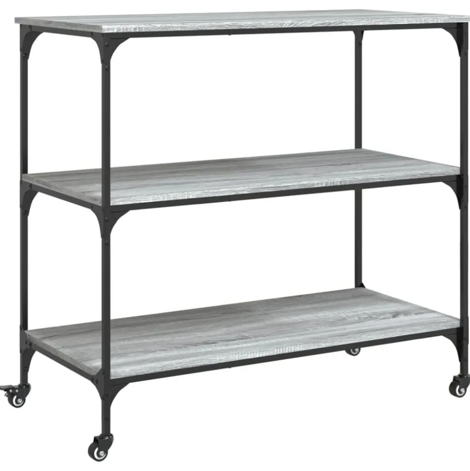 vidaXL Keukentrolley 102x50x95 cm bewerkt hout grijs sonoma eiken