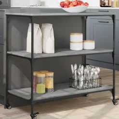 vidaXL Keukentrolley 102x50x95 cm bewerkt hout grijs sonoma eiken