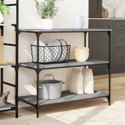 vidaXL Keukentrolley 102x50x95 cm bewerkt hout grijs sonoma eiken