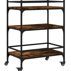 vidaXL Keukentrolley 65x40x86,5 cm bewerkt hout gerookt eikenkleurig