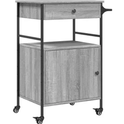 vidaXL Keukentrolley 56x43x89,5 cm bewerkt hout grijs sonoma eiken