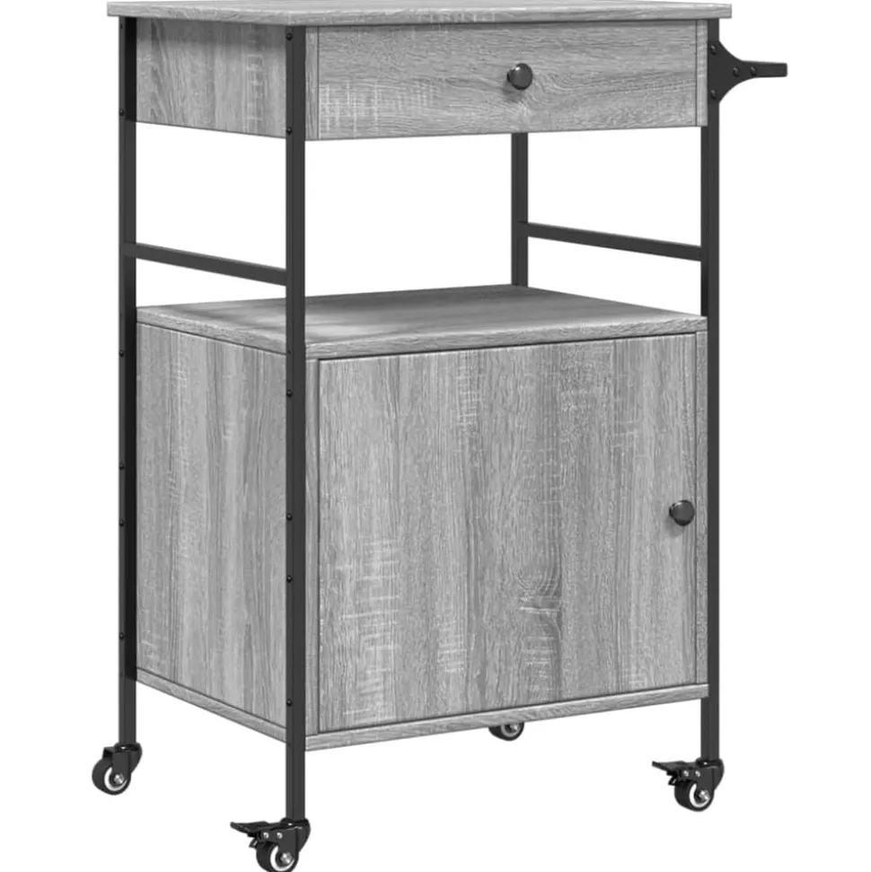 vidaXL Keukentrolley 56x43x89,5 cm bewerkt hout grijs sonoma eiken