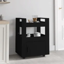 vidaXL Keukentrolley 60x45x80 cm bewerkt hout zwart