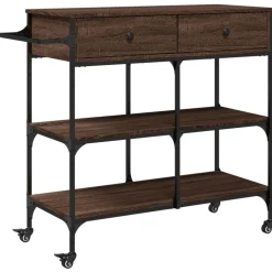 vidaXL Keukentrolley 105x42x95 cm bewerkt hout bruin eikenkleurig