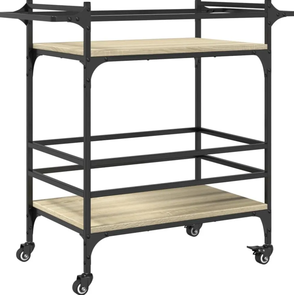 vidaXL Keukentrolley 82x40x78,5 cm bewerkt hout sonoma eikenkleurig