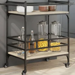 vidaXL Keukentrolley 82x40x78,5 cm bewerkt hout sonoma eikenkleurig