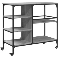 vidaXL Keukentrolley 100x45x89,5 cm bewerkt hout grijs sonoma eiken