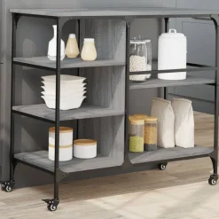 vidaXL Keukentrolley 100x45x89,5 cm bewerkt hout grijs sonoma eiken