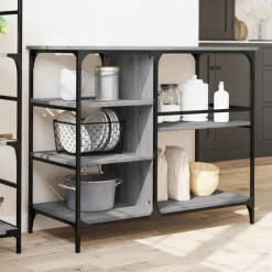 vidaXL Keukentrolley 100x45x89,5 cm bewerkt hout grijs sonoma eiken