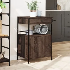 vidaXL Keukentrolley 56x43x89,5 cm bewerkt hout bruin eikenkleurig