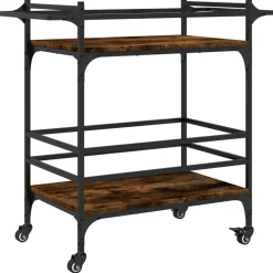 vidaXL Keukentrolley 82x40x78,5 cm bewerkt hout gerookt eikenkleurig